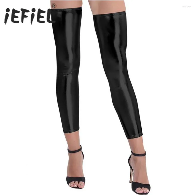 Women Socks 1 Pair Of Ladies Wetlook Shiny Stretchy Footless Thigh-high Tights Stockings Costumes Stage Performance For Fashion Womens