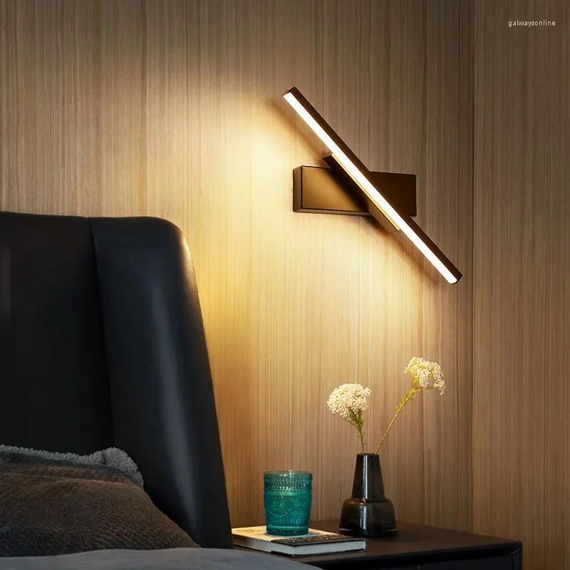 Candeeiro de parede LED moderno quarto de cabeceira luz de escada criativa sala de estar armário faixa rotativa arandelas decorativas para casa