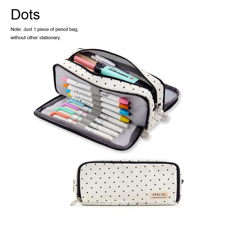 1pc Gray Large Capacity Student Pencil Case With Compartments