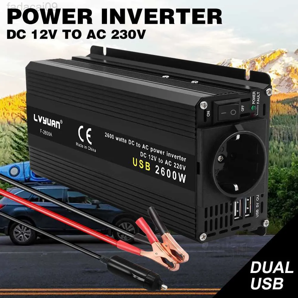 1500W/2000W/2600W Car Inverter DC 12V/24V to AC 220V Power