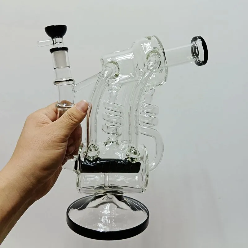 Verre noir eau bang narguilé spirale percolateur huile de base épaisse dab rig fumer tuyaux avec bol