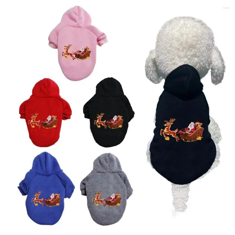 Roupa para cachorro fantasia de animal de estimação de Natal multicolorida Papai Noel com estampa de alce moletom de pelúcia para o inverno