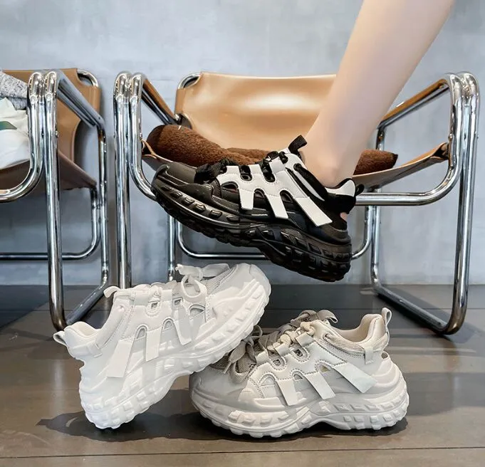 Heels Sneakers für Frauen Atmungsaktive Mesh Plattform Sportschuhe Frau Mix Farbe Stiefel Höhe Zunehmende Casual Schuhe