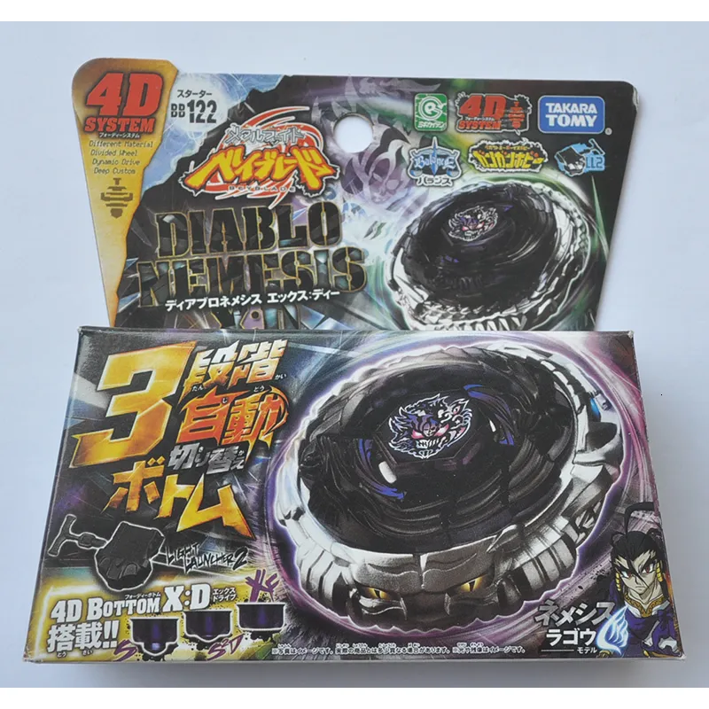 Trottola Tomy Beyblade Metal Battle Fusion Top BB122 NEMESIS X D 4D CON Light Launcher 230707