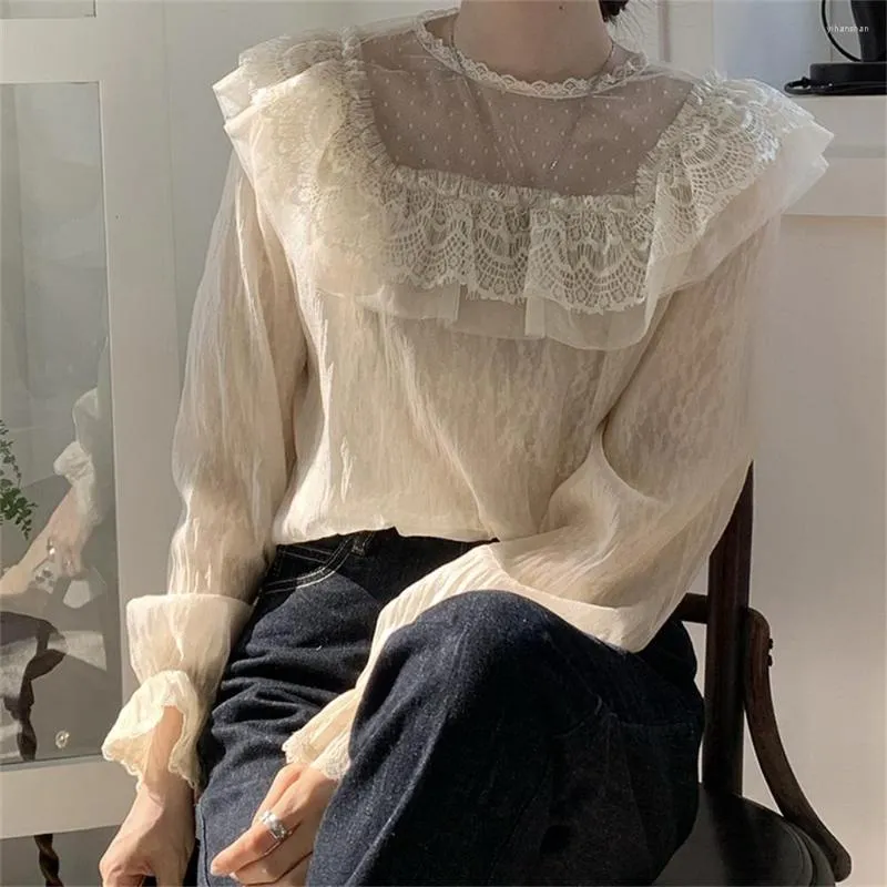 Women's Blouses Alien Kitty Apricot Fairy Chic Tops Women Puff Sleeves Sweet Gentle 2023 Spring Office Wear Elegant OL Fashion