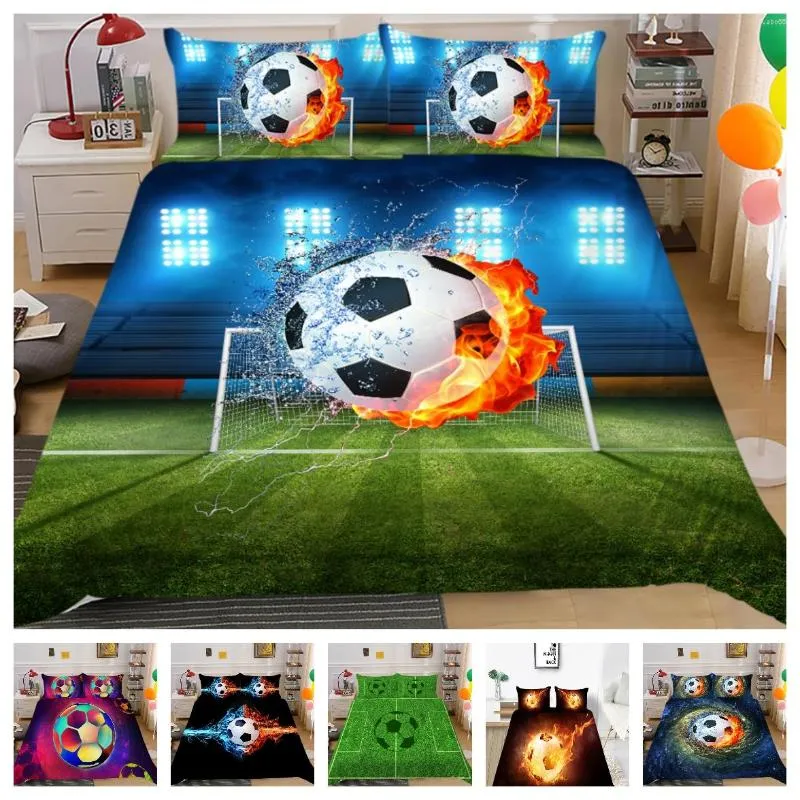 Bettwäsche-Sets, Bettwäsche, 2/3 Stück, 20 Muster, 3D-Digital-Fußballdruck, Bettbezug, 1 Steppdecke, 1/2 Kissenbezüge, US/EU/AU-Größe