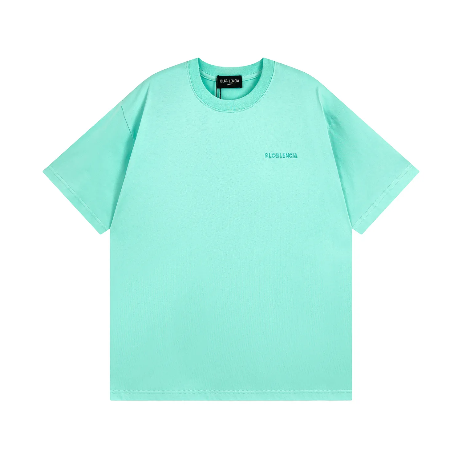 BLCG LENCIA 2023 Summer New 250g 100% Cotton Fabric T-shirt Men High Quality Print Color Drop Sleeve Loose Tshirts Oversize Tops 2023163