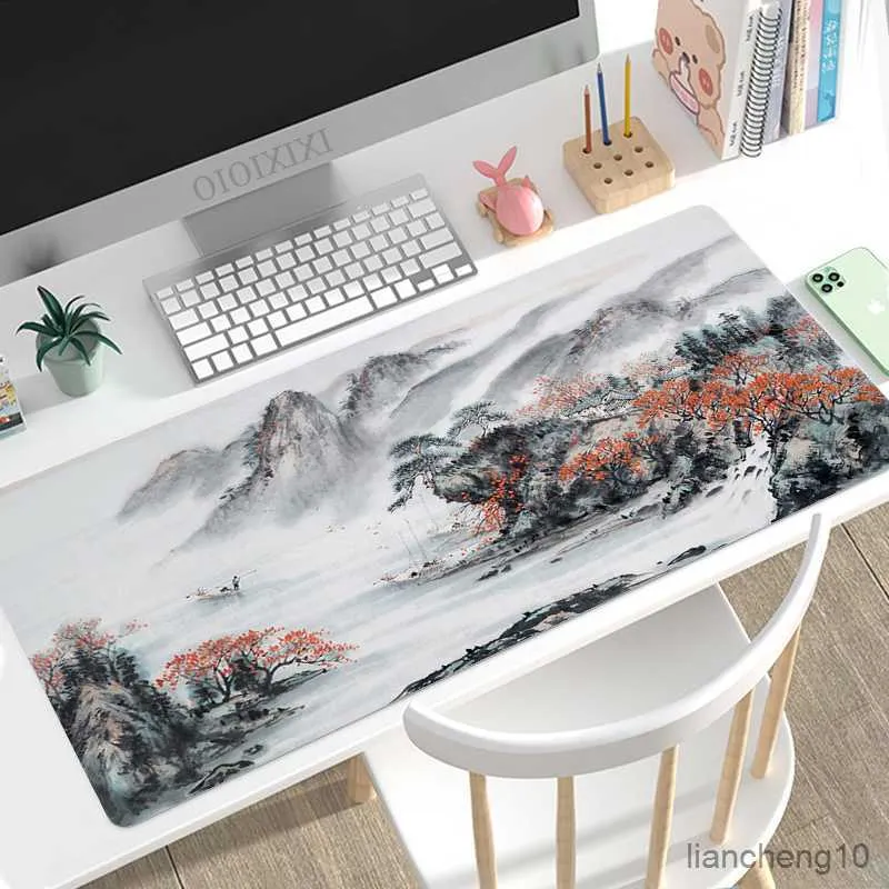 Tapis de souris Poignet Style chinois Peinture à l'encre Tapis de souris Gaming XL Ordinateur Nouvelle maison Tapis de souris XXL Tapis de jeu Ordinateur Tapis de souris de bureau Tapis de souris R230710