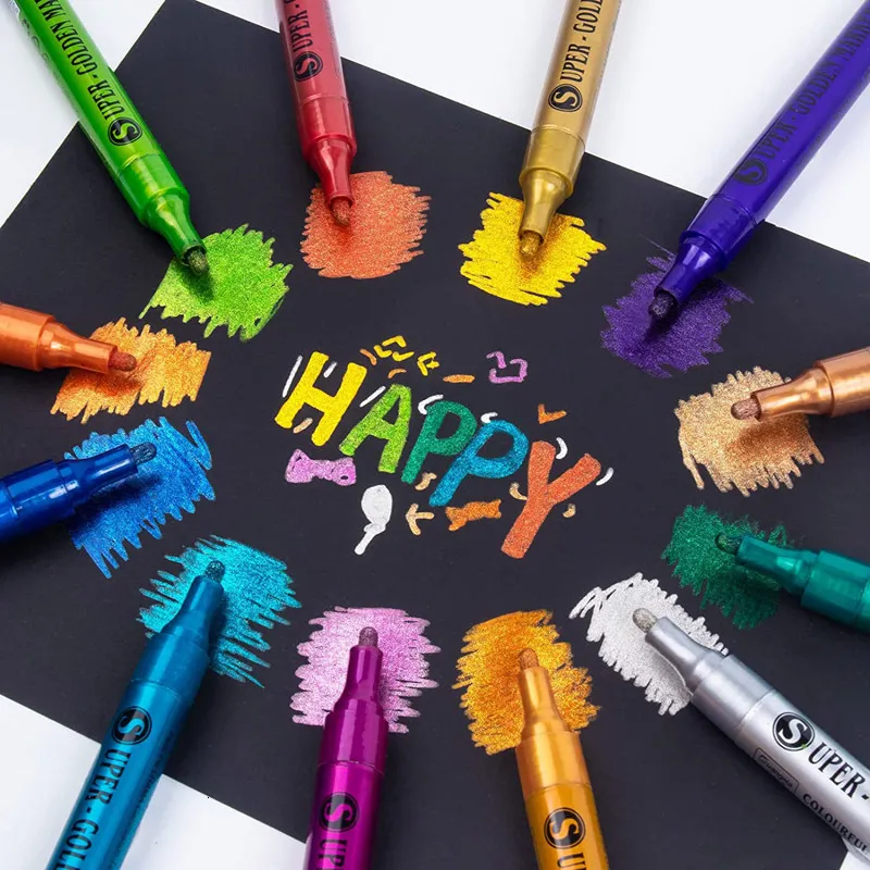 Funto Acrylverf pennen voor rotsschilderen, stof, hout, canvas, metaal, keramiek, glas, 24 kleuren verfmarkeerset, niet giftig, sneldrogend