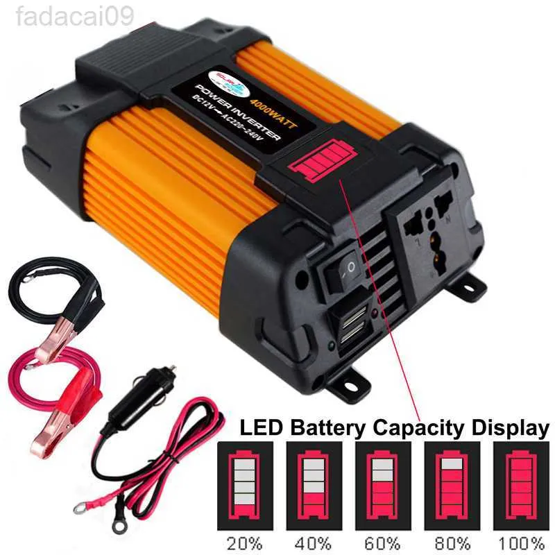 Jump Starter 4000W Peak Power Converter DC 12V إلى AC 110220V Transformer Voltage USB Dual Modified GEN