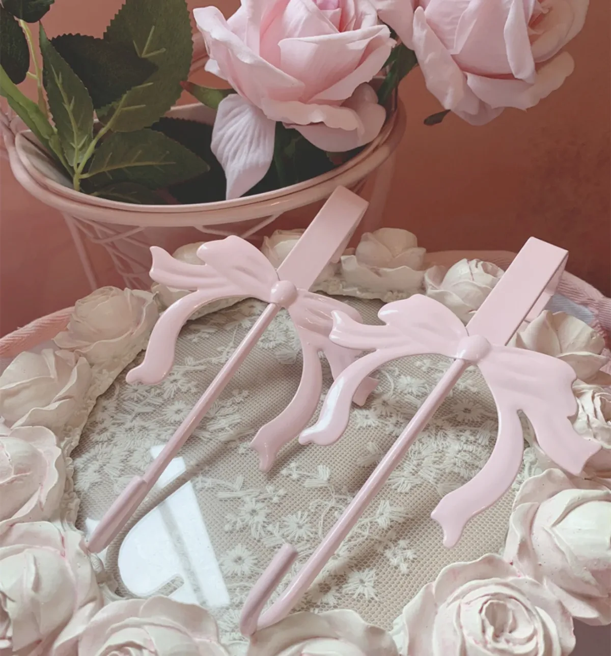 DHgate.com:Pink Bow Kitchen Towel Hooks, Multifunctional Wall-Mounted ...