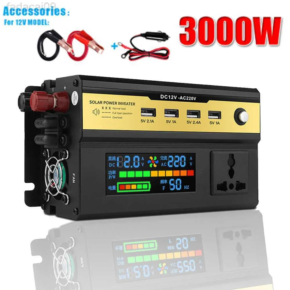 점프 스타터 220V 수정 된 사인 웨이브 DC 12V 24V에서 AC 220V 3000W 6000W 휴대용 파워 뱅크 컨버터 태양열 자동차 인버터 HKD230710