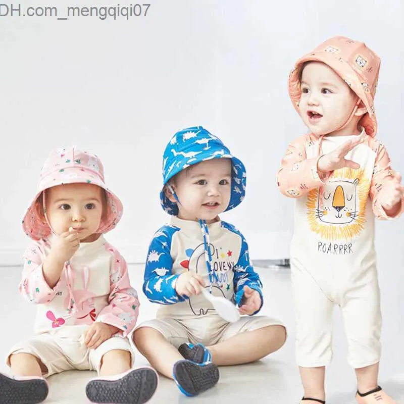 Two-Pieces Baby Swimwear 2022 New Children's One Piece Swimwear Sunscreen Quick Drying Bathing Suit for Kids Korean Boys Girls Surf Clothes Z230711