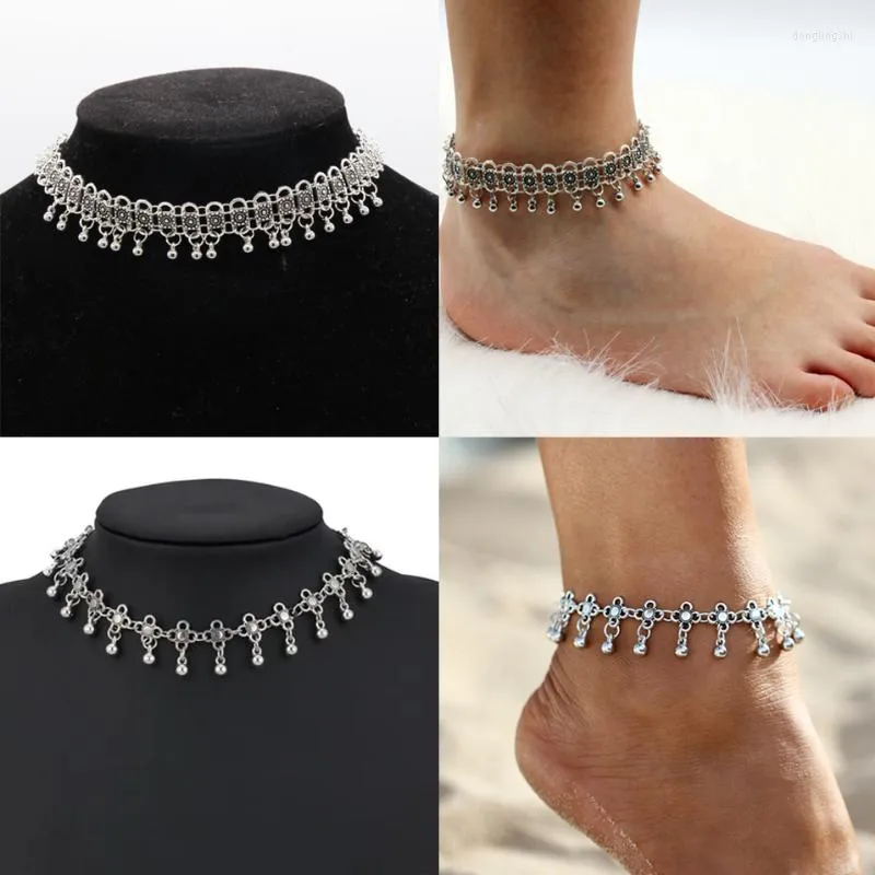 Anhänger Halsketten Vintage Ethnischen Stil Quaste Kleine Glocke Halskette Fußkettchen Für Frauen Einfache Strand Urlaub Party Schmuck Zubehör