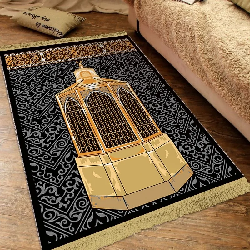 Islamic Prayer Rug - Soft Muslim Prayer Carpet with Tassels, Arabic ...