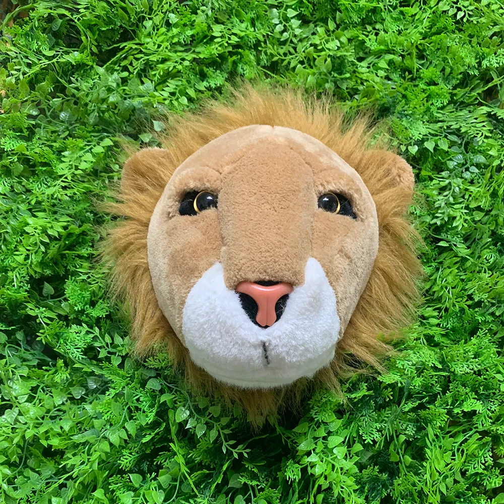 Safari Plush Animal Heads Lion Plush Head Wall Decor Realistic