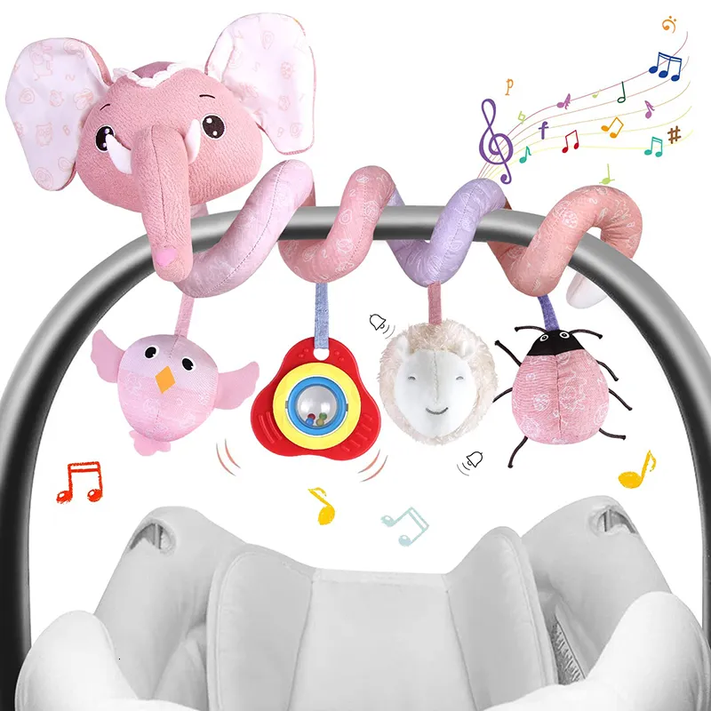 Hochets Mobiles Siège de voiture Jouets Nourrissons nés Poussette Jouets Berceau Hochets Apprentissage Suspendu Développement sensoriel Spirale Jouets pour bébés 0-12 mois 230707