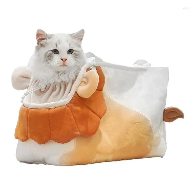 Saco de gato portátil macio para animais de estimação Leão respirável ajustável Bolsa de mão para viagem ao ar livre com zíper de segurança