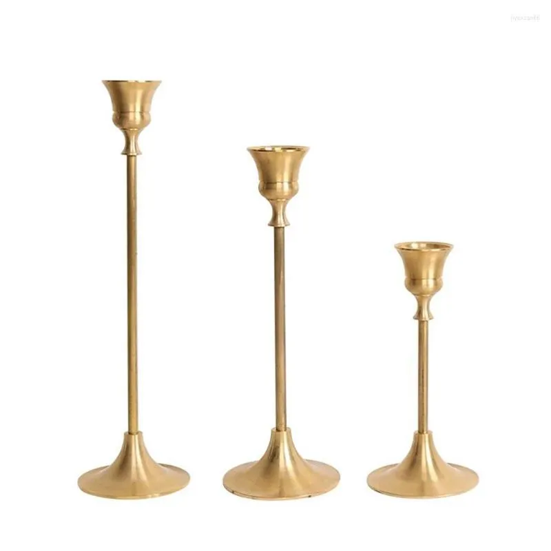 Portacandele 1pc Retro elegante metallo ottone candelabro decorazione casa centrotavola matrimonio regalo di San Valentino