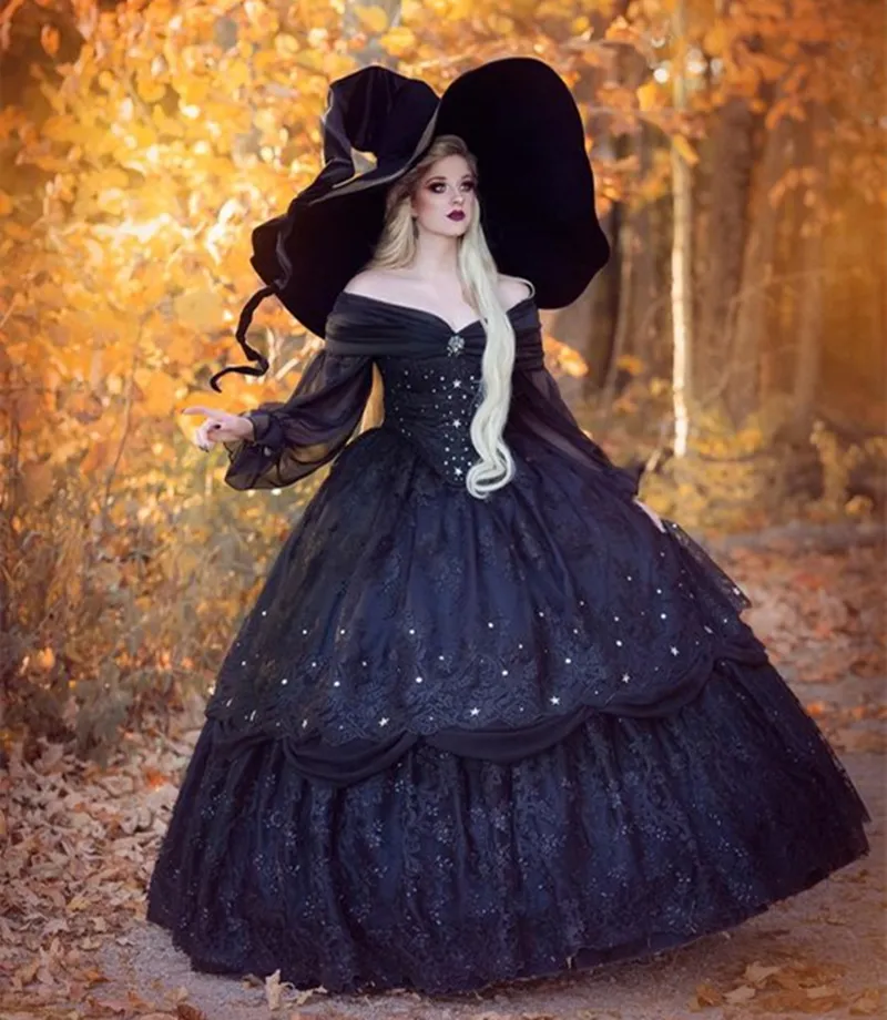 Wedding Dress Long Black Witchy Dress Medieval Gothic Wiccan