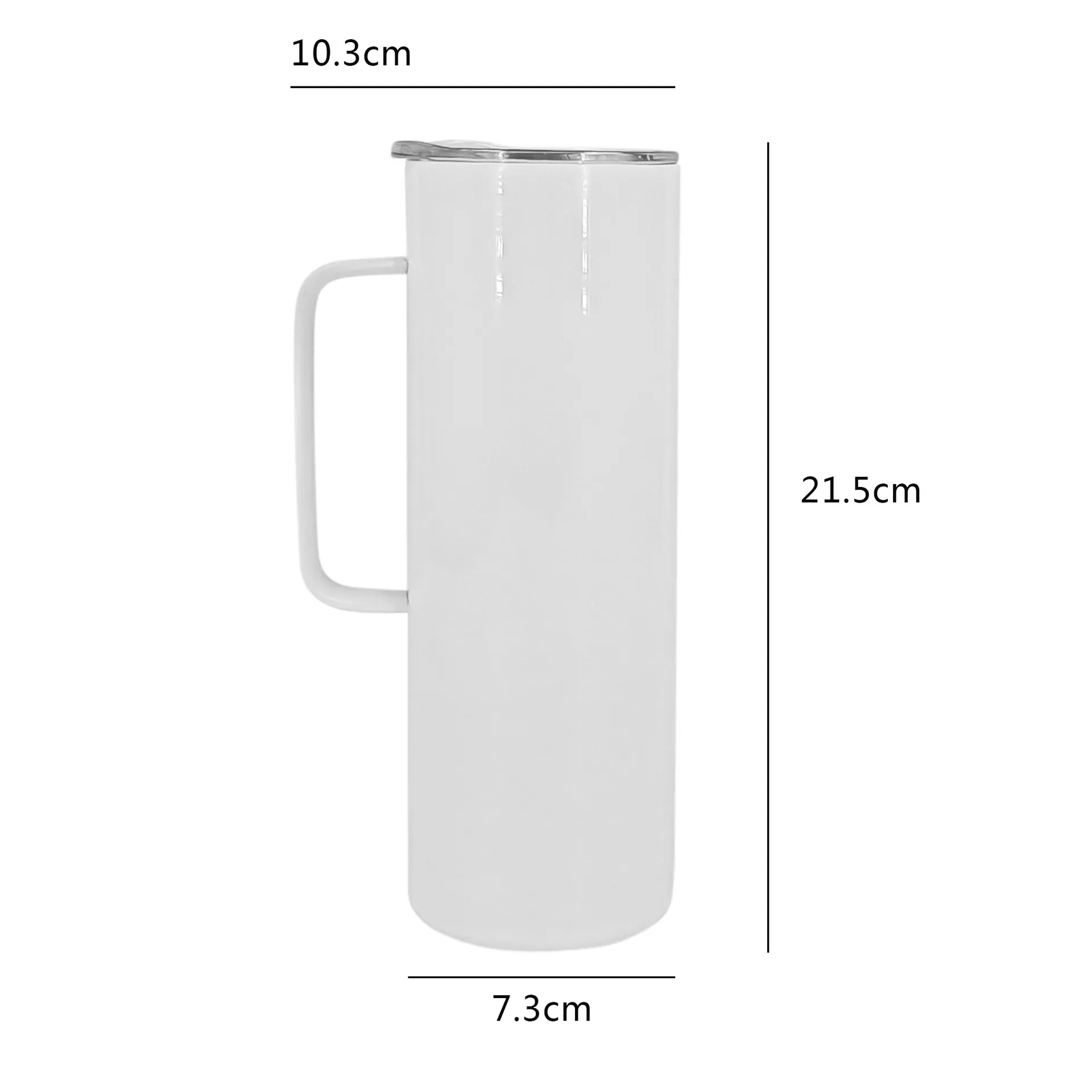 30oz Glossy Skinny Sublimation Tumbler with Handle