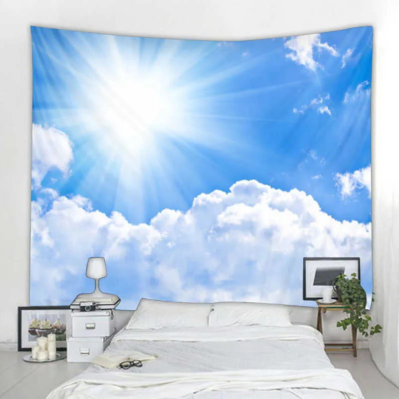 Tapestries Beautiful Sky Landscape Tapestry Wall Hanging Family Room Dorm Decor Background Fabric Sofa Cover Sheet Beach Mat