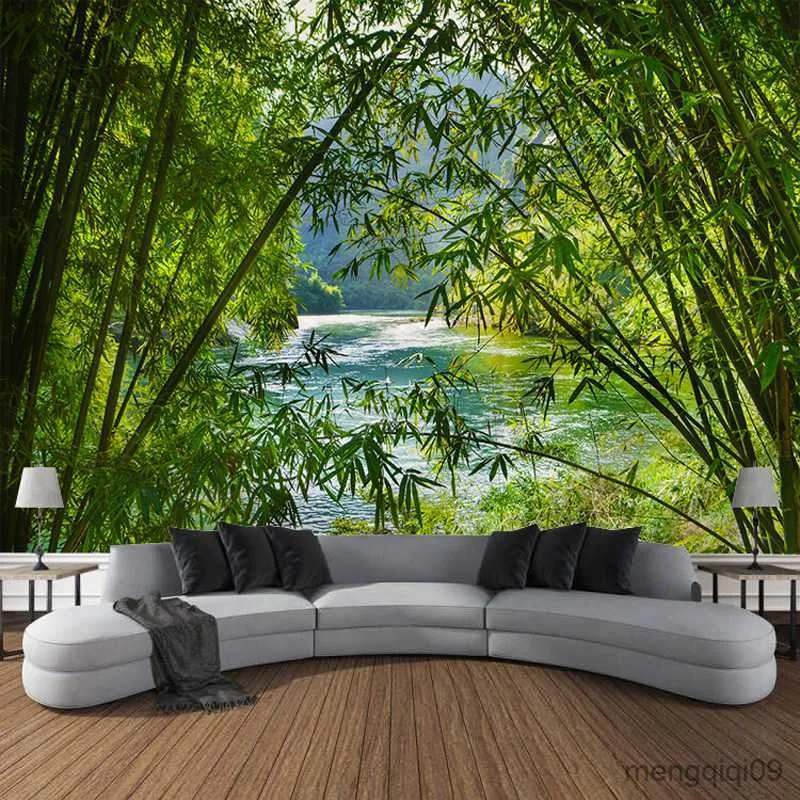 Tapestries Bamboo Landscape Large Size Wall Tapestry Art Decoration Curtain Hanging Home Bedroom Living Room Decoration R230710