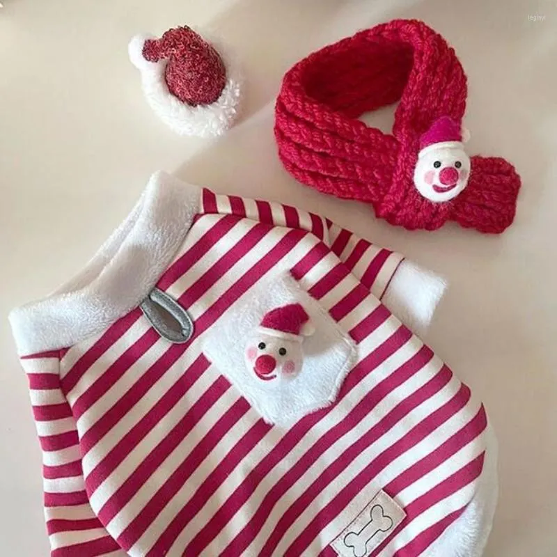 Vestuário para cães Roupas de Natal Outono e Inverno Gato Pet Teddy Pomeranian Bichon Pequeno Cachorrinho Papai Noel Bodysuit Cachecol