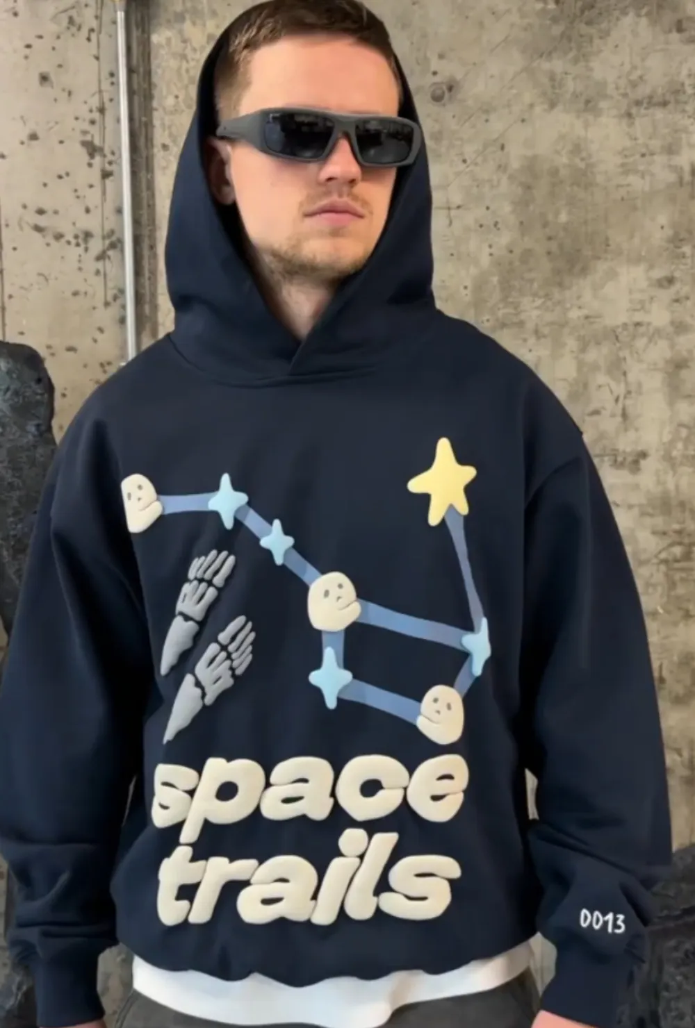 Erkek Hoodies Sweatshirts Yüksek kaliteli koyu mavi uzay parkurları köpük 3d kapüşon gevşek ve rahat pamuklu astar sweatshirt üst kadın çiftler y2k kıyafetler 230710