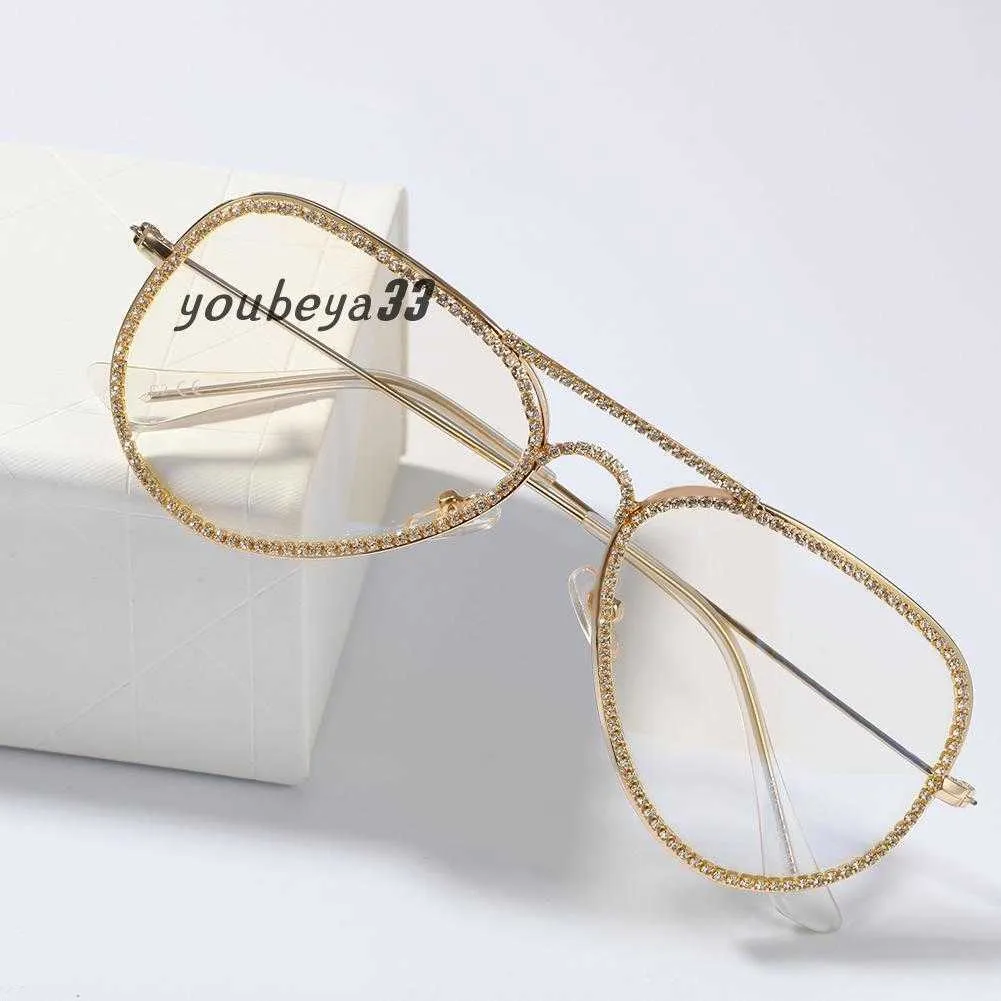 Nueva Moda Oro Plateado Bling Diamante Gafas Marcos Para Hombres Y