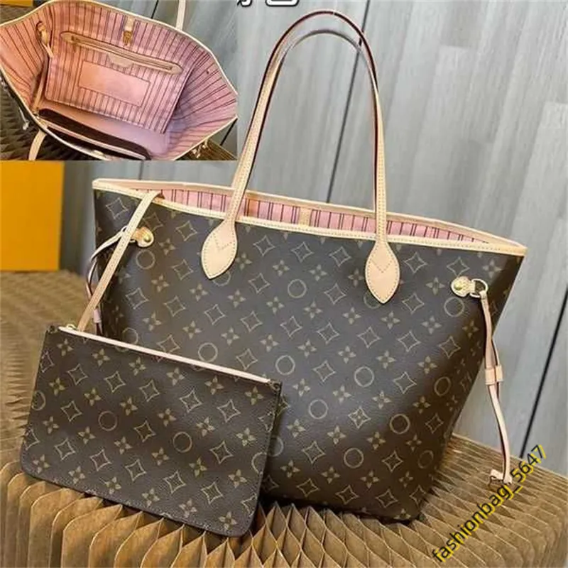 Neverfulls designer the Tote Bag Beige Monograms Brown Flower Shoulder Bags Luxurys Designer Damier Handbags with Removable Clutch purse Top quality women totes