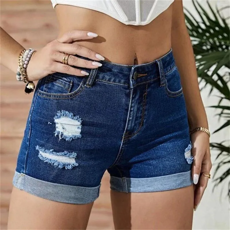 Damen-Shorts, Loch-Jeans, Damen-Jeans, niedrige Taille, Übergröße, verwaschen, gerissen, kurze Mini-Jeans, Denim-Hosen, All-Match-Dropshiping-Pantalones