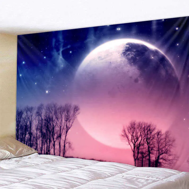 Tapestries Forest Night Sky Big Tapestry Starry Art Wall Hanging Scene Home Decoration Bed Sopa SOFA Filt