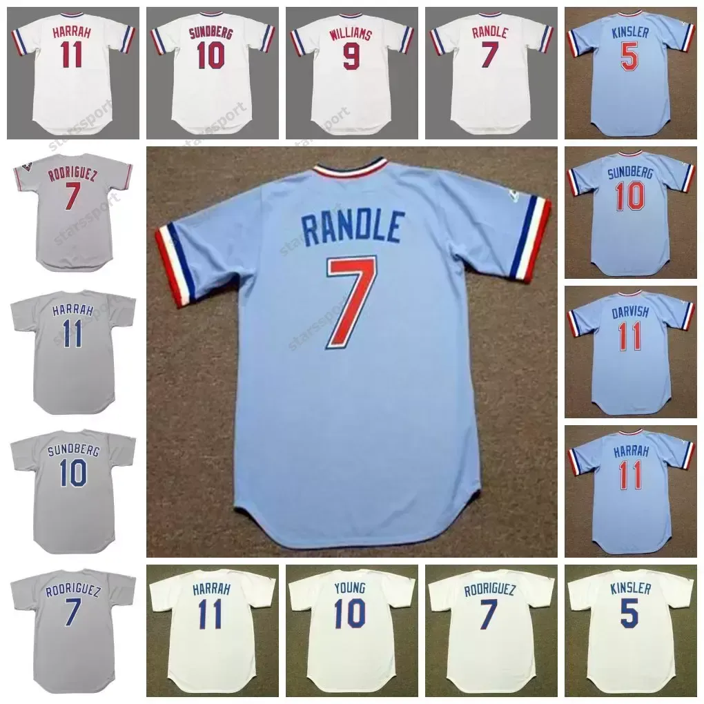 Texas Vintage Baseball Jersey 5 IAN KINSLER 1980er 7 LENNY RANDLE 9 TED WILLIAMS 1972 10 JIM SUNDBERG 1981 MICHAEL YOUNG 1990er 11 TOBY HARRAH 1970er DARVISH