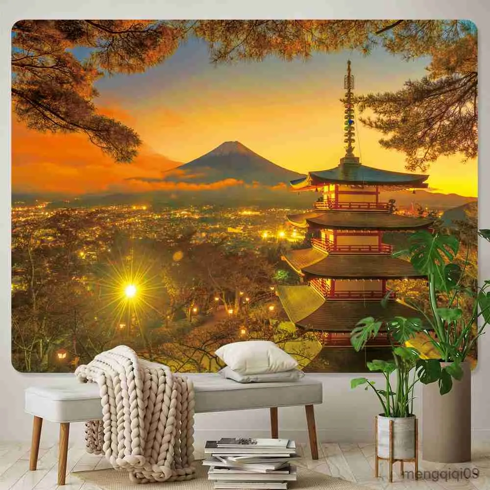 タペストリー 桜 富士山 スタイル ホームデコレーション タペストリー 装飾シーン 壁掛け ヨガマット R230710