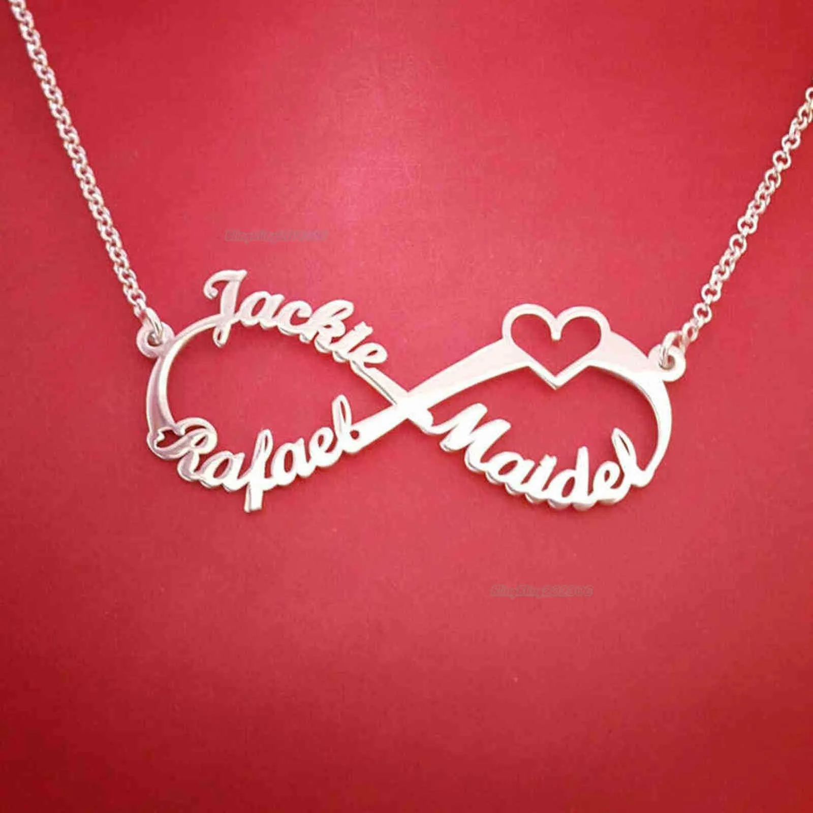 Stål Custom Namn Halsband Personlig Rose Guld Silver Infinity Pendant Vänskap Halsband Smycken Vän present