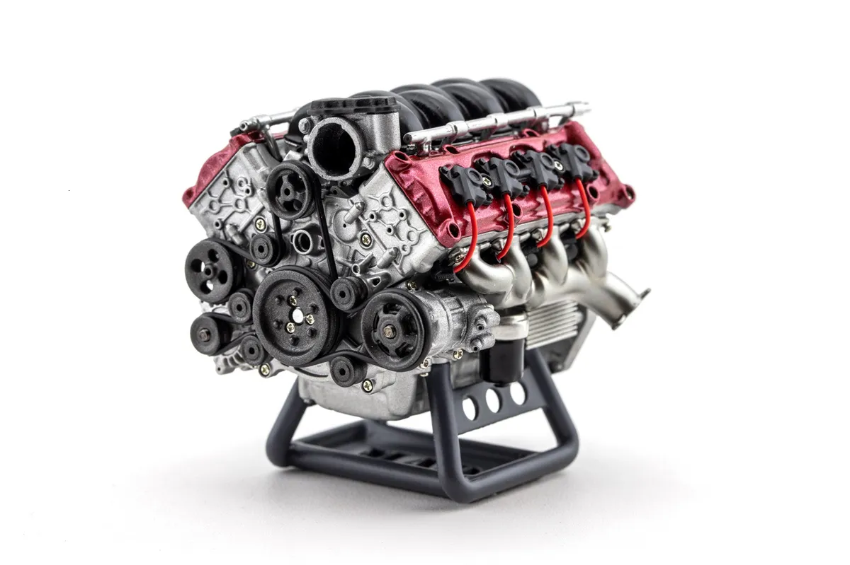 URMODELAND Kit De Modèle De Moteur V8 Imprimé En 3D RC - Mini Moteur V8 Fonctionnel Suralimenté - Assemblage à Monter Soi-même - Jouet Pour Adultes - Version Kit