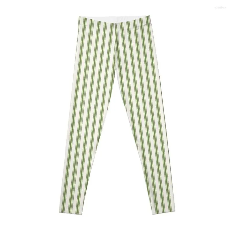 Active Pants Ticking Green And White Stripes Leggings Sports Femme Pour Physique Femme