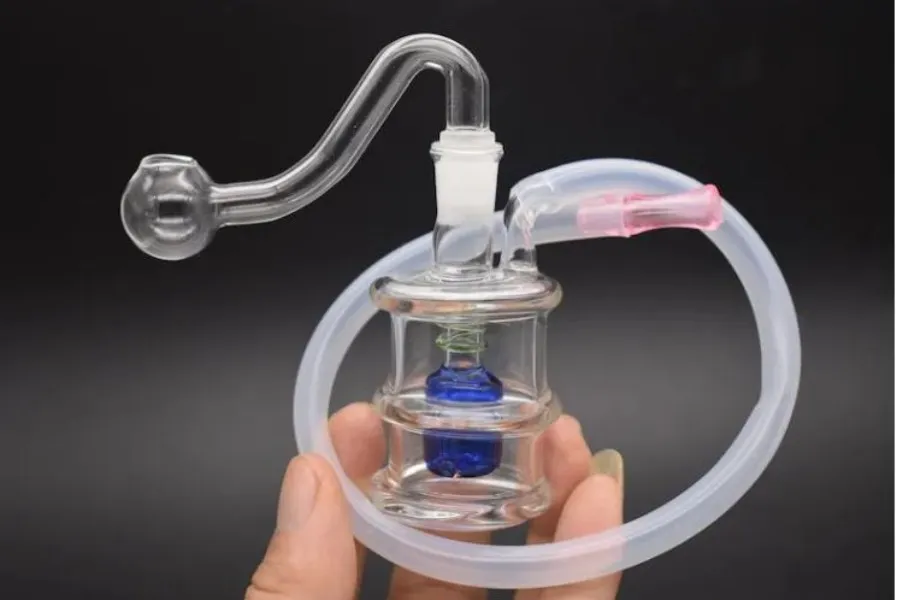 2023 Nuovo 10mm mini barilotto di vetro recupero a spirale Dab oil rig water pipe 10mm connettore secchio con canna e tubo flessibile