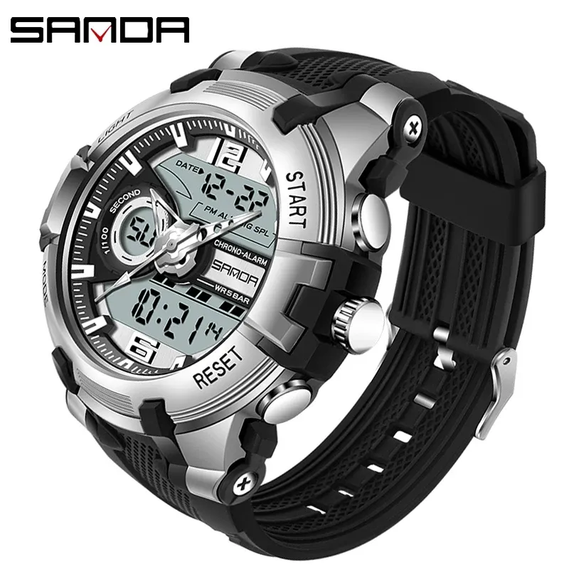 ساعة Sanda Men's Military Watch G Style Sports Watch LED Digital 50M Watch Watch S Shock Male Clock Clock Relogio Masculino