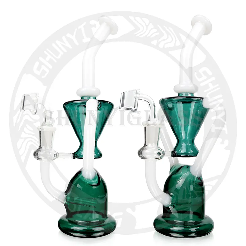 High quality receycler dab rigs hookah inline perc glass bong bongs smoking water pipe for tobacco jade white