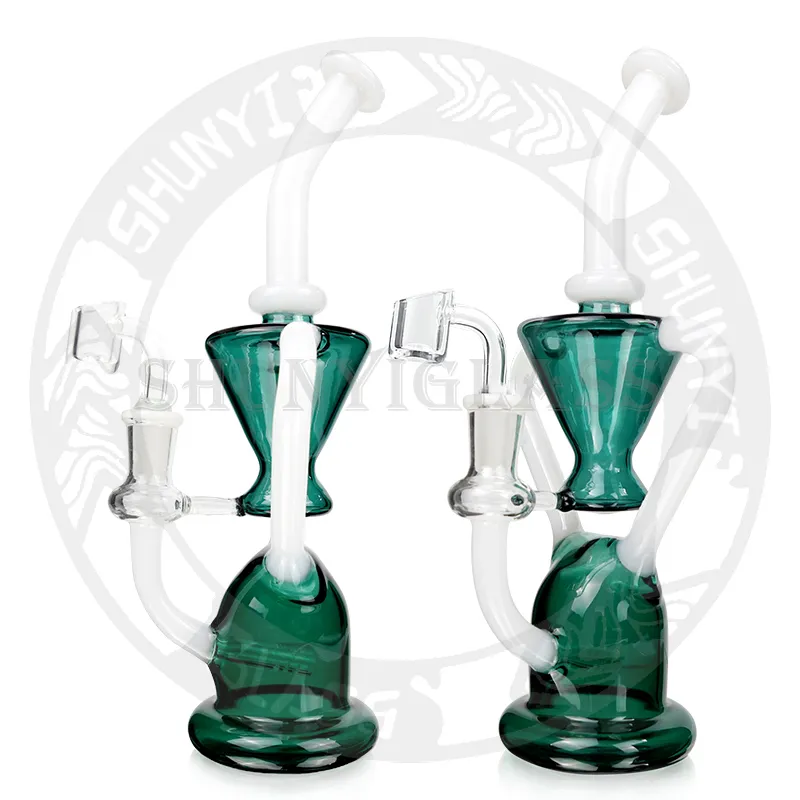 Equipamentos de dab receycler de alta qualidade cachimbo de água em linha bongos de vidro perc cachimbo de água para tabaco jade branco