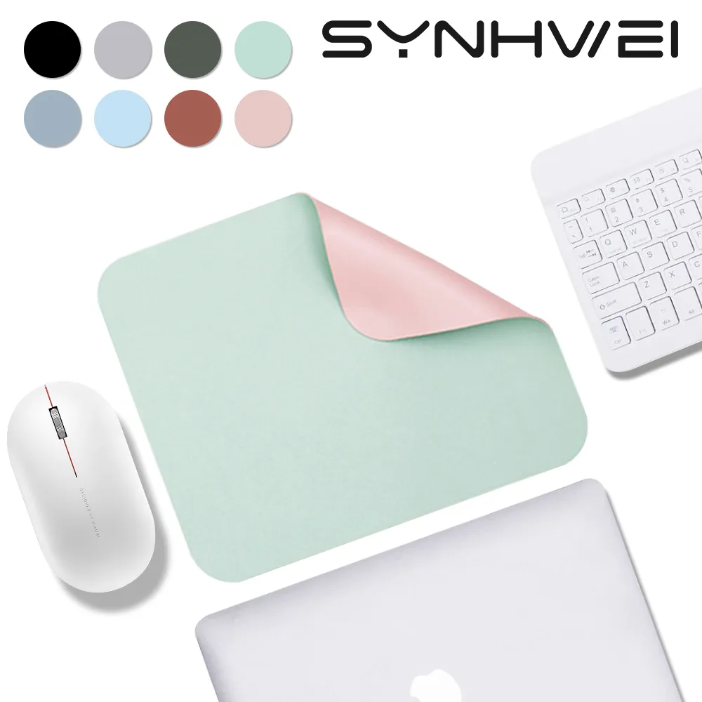 Küçük boyutlu ofis fare ped renkli çift taraflı su geçirmez masaüstü koruyucu mat pu deri deri kaymaz mousepad dizüstü bilgisayar için