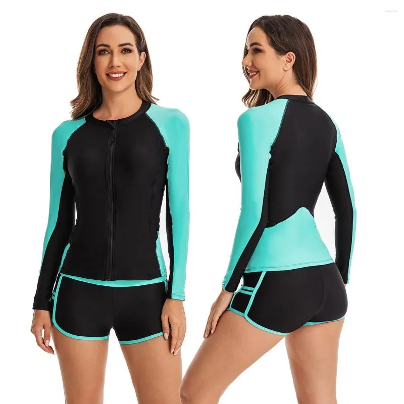 Womens Swimwear Two Piece Rash Guard Long Sleeve Built In Bra Tops Shorts Swimsuit  Bathing Suit With Boyshort Bottom Suits From 21,8 €