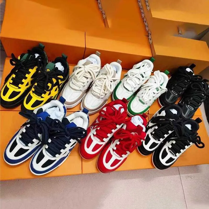 Men s Chunky Leather Skateboarding Casual Sneakers Platform Defender Double Laces Running Shoes EU35 46 with Box
