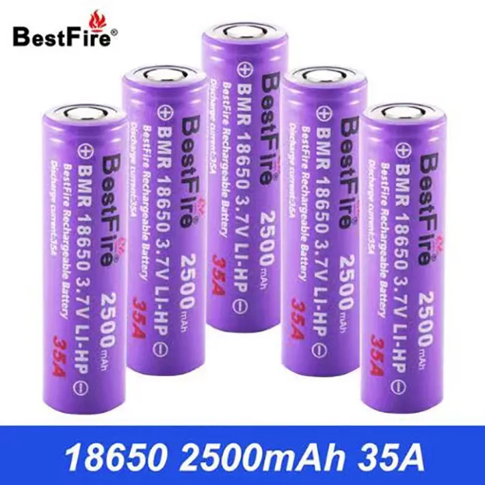 BestFire 18650 bateria de lítio recarregável 2500mAh 35A 3,7V