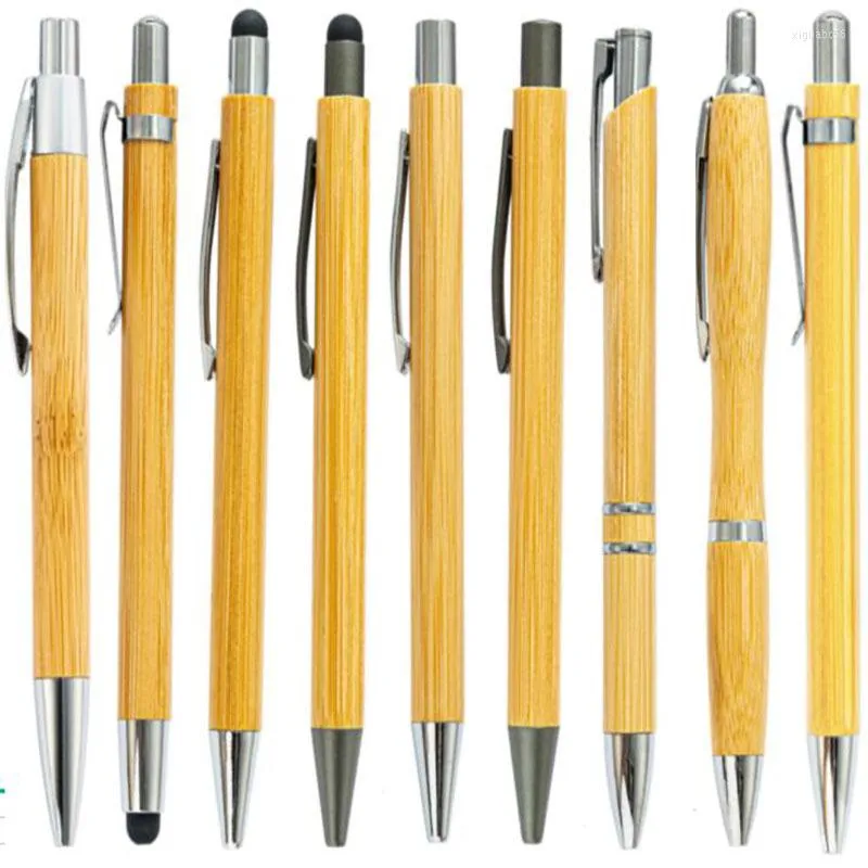 Bamboe Hout Balpen 2023 Kantoor School Wrting Briefpapier 1.0mm Tip Zwarte Inkt Intrekbare Bal