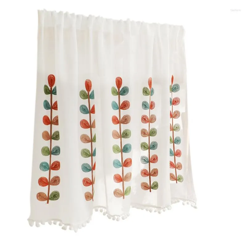 Gordijn Home Decor Europese Stijl Voile Gordijnen Voor Woonkamer Flat Window Korte Cafe Witte Tule Bladeren Geborduurd