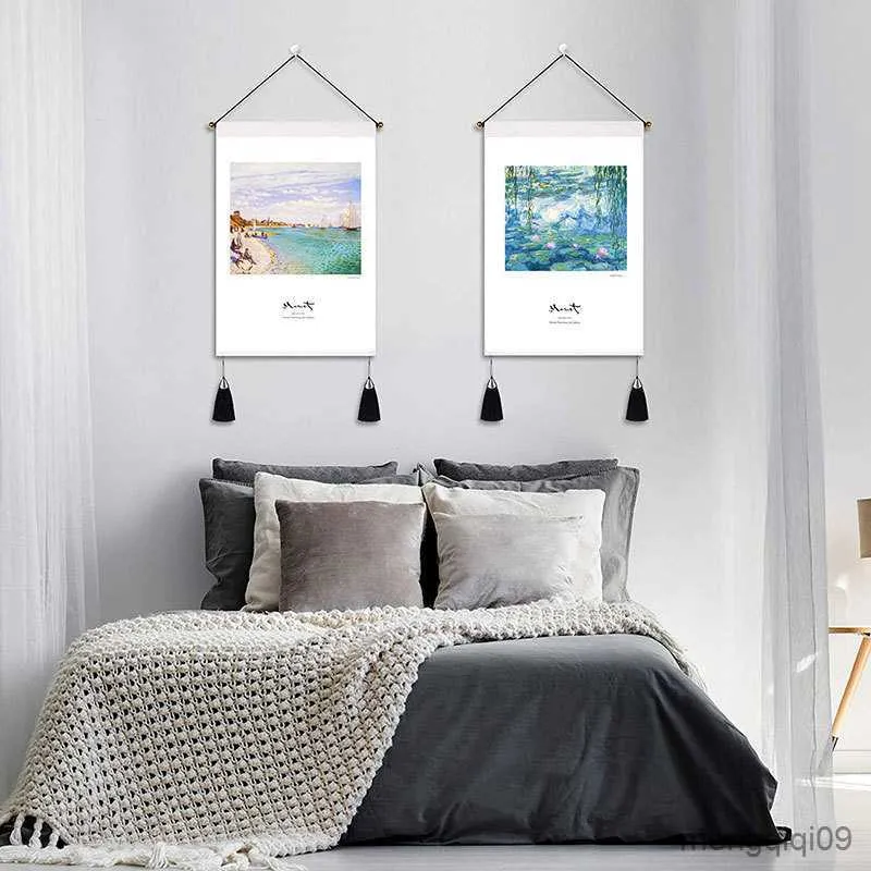 Arazzi Accessori per la decorazione della casa Paesaggio fantastico Pittura a olio Sfondo Panno Fase estetica Arazzo Camera da letto Decorazione della parete R230710