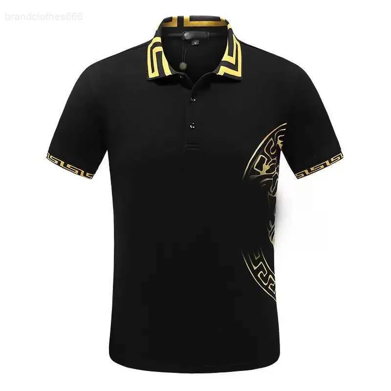 Camisas Polo Para Hombre Diseno De Moda Estilo Casual De Verano Material 100 Algodon Puro Cuello Negro Y Blanco Tallas M 3XL Patron De Medusa Bordado Ideal Para Negocios Y Calles De